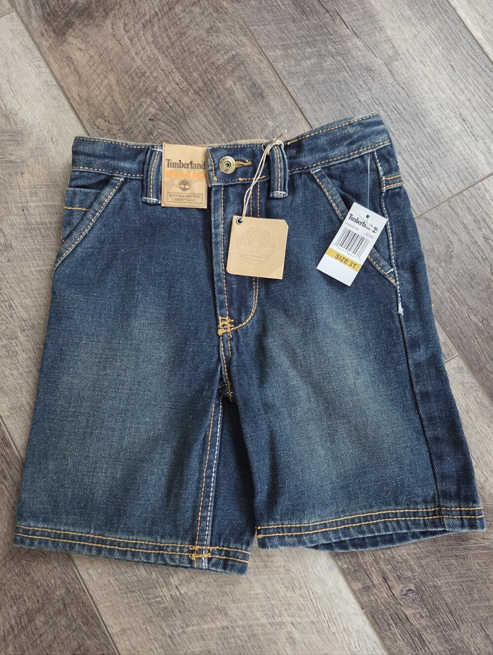 Timberland Dark Blue Relaxed Fit Kids Jeans Shorts Size 3T, New With Tags.